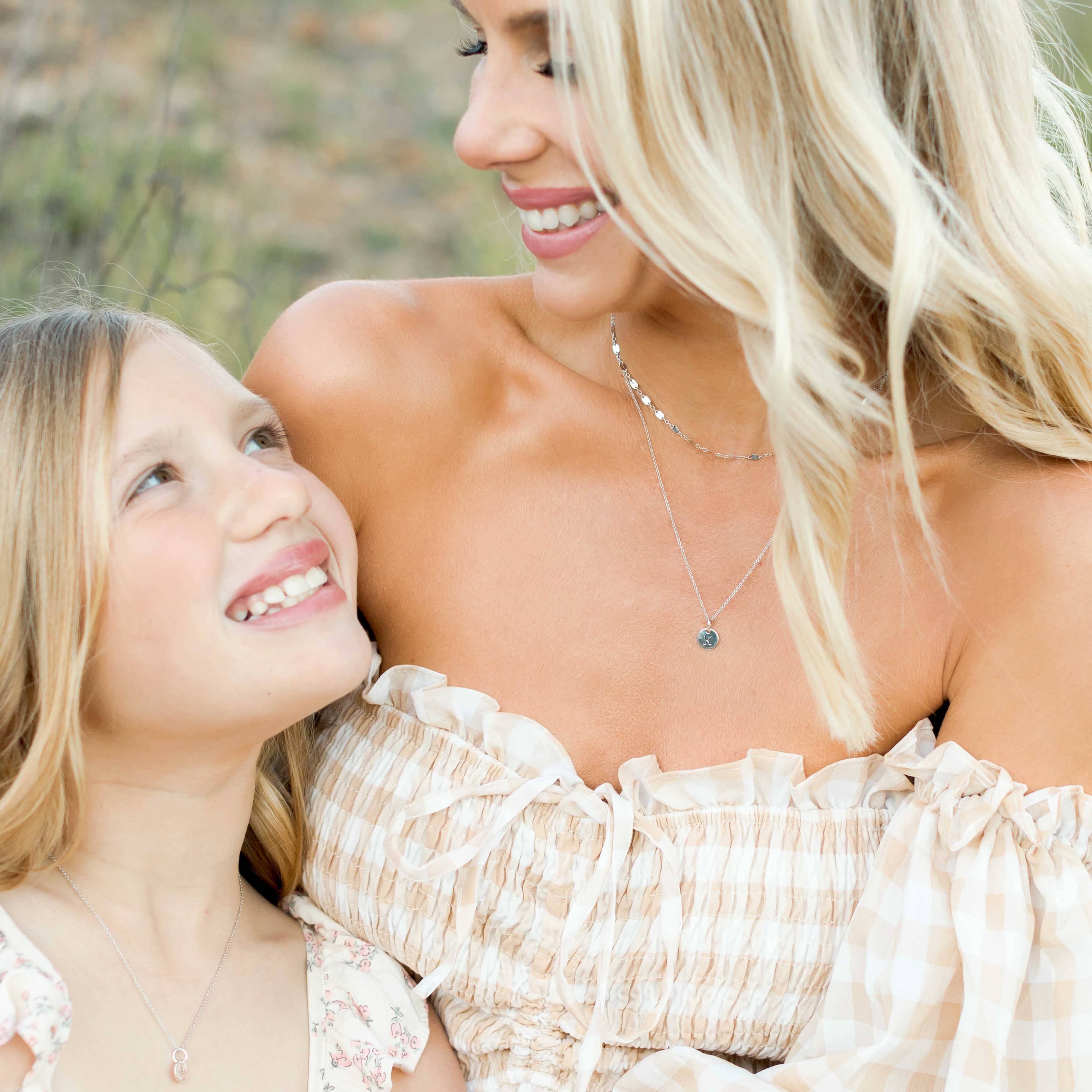 Mini Initial Circle Tag Necklace - Uppercase