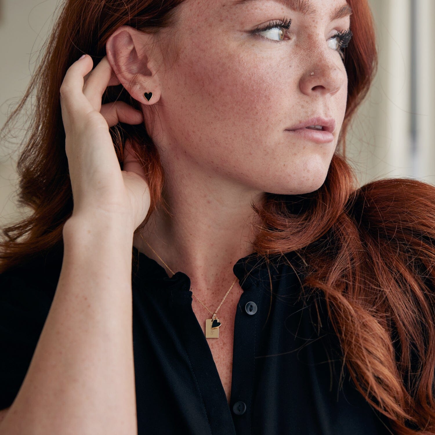 Enamel Heart Stud Earrings