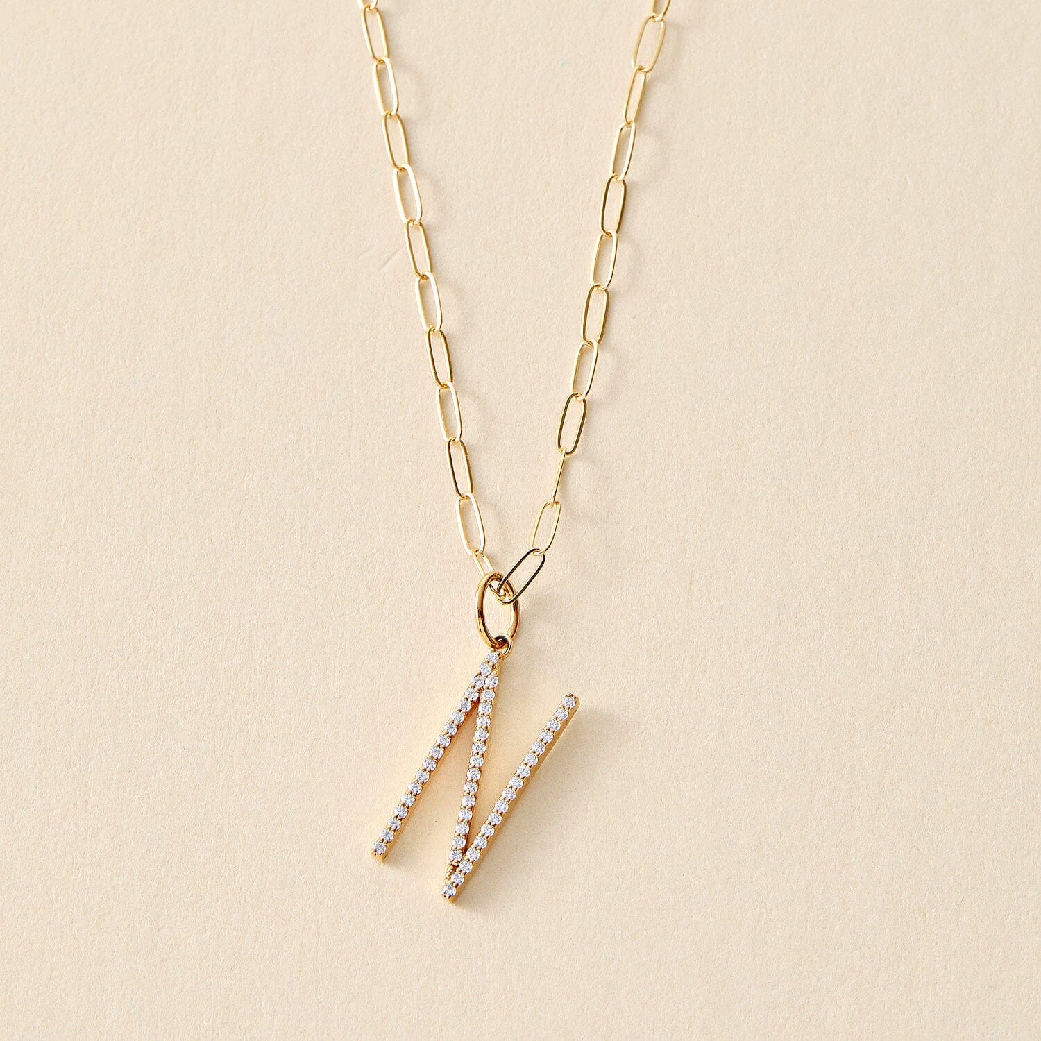 Pavé Elongated Initial Necklace