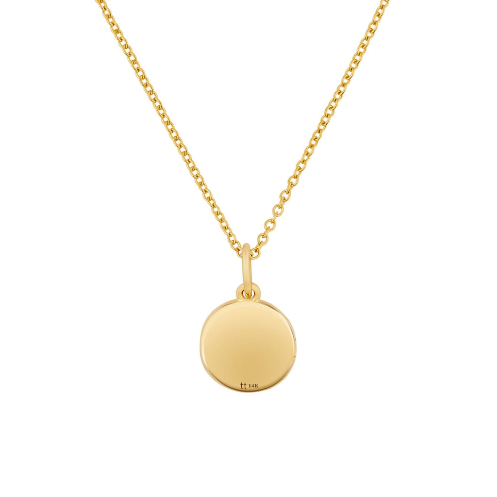 14k Gold Round Mini Locket Necklace
