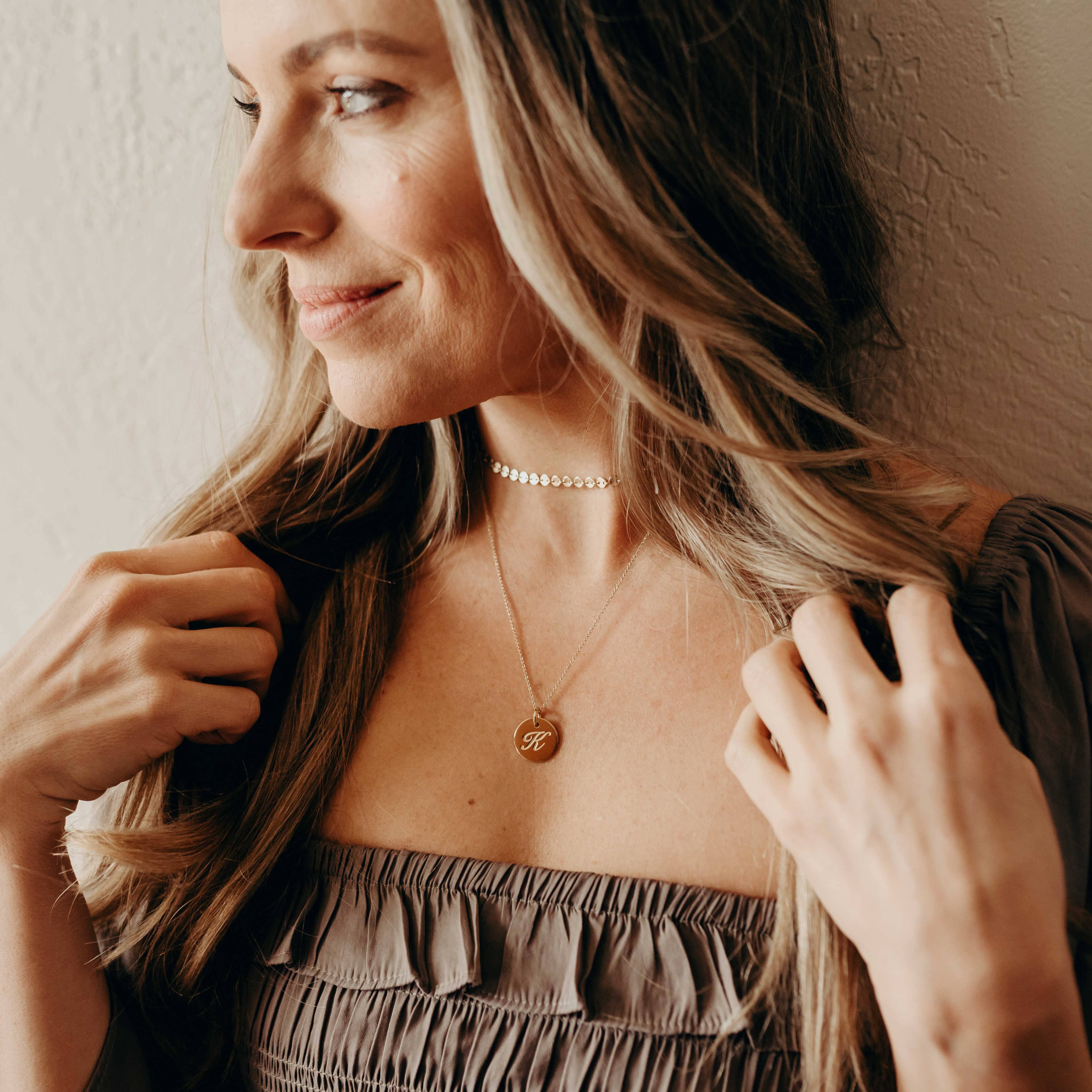 Script Initial Circle Necklace