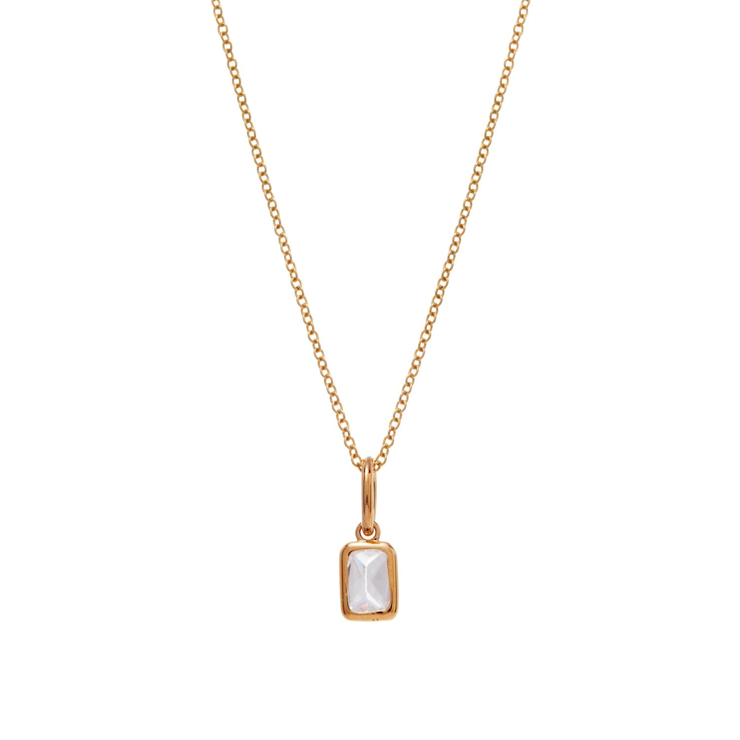 Baguette Birthstone Charm Necklace
