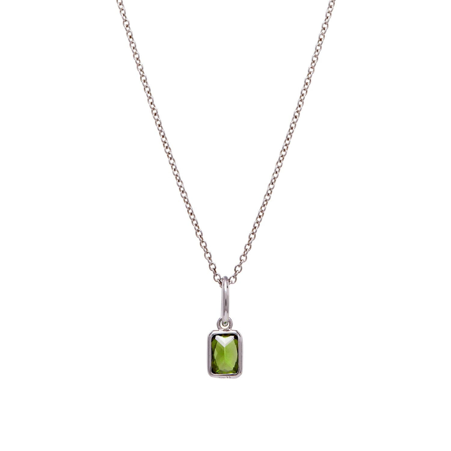 Baguette Birthstone Charm Necklace