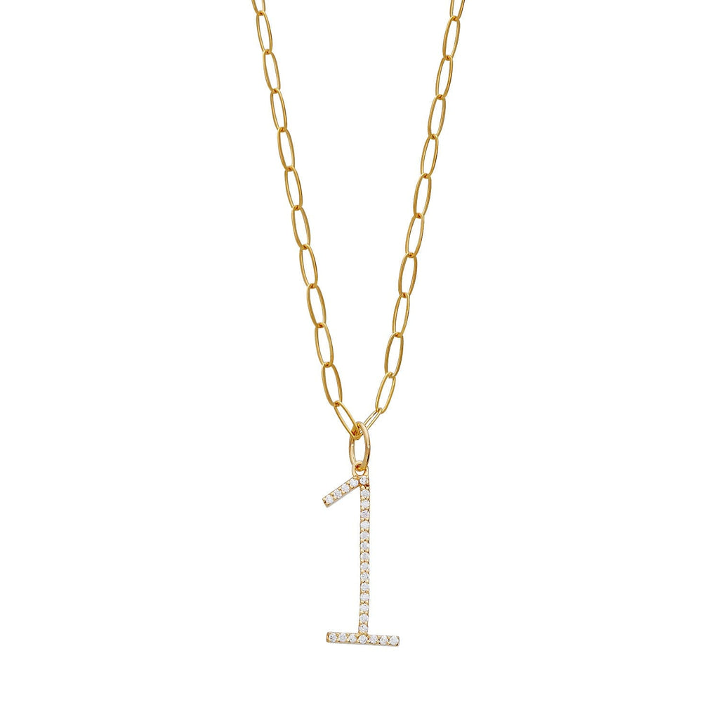 Pavé Elongated Number Necklace