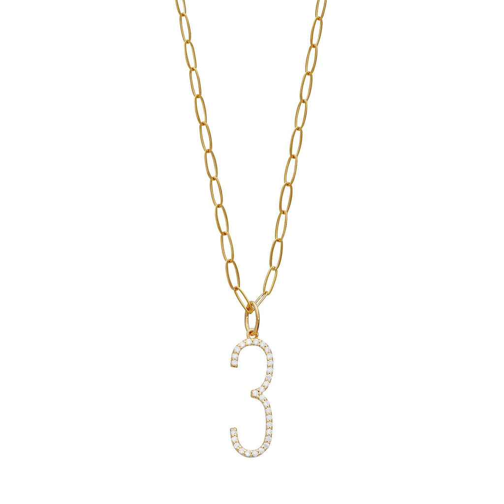Pavé Elongated Number Necklace