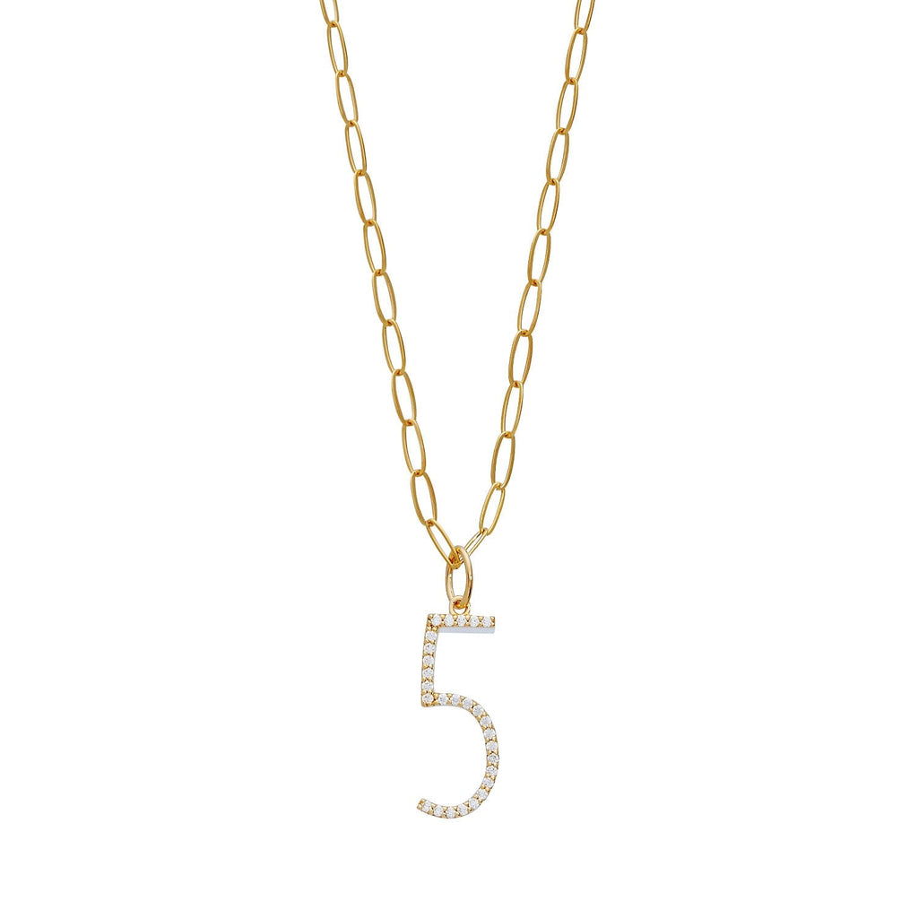 Pavé Elongated Number Necklace