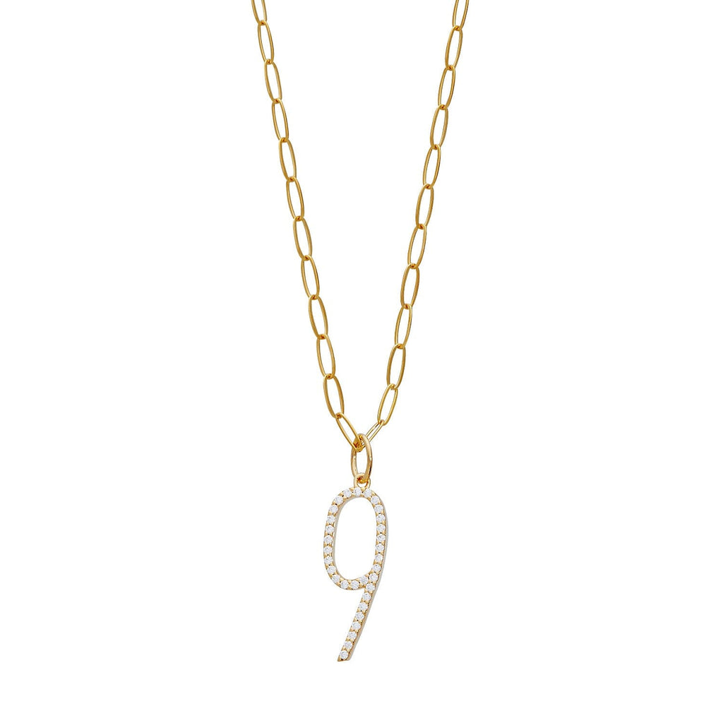 Pavé Elongated Number Necklace