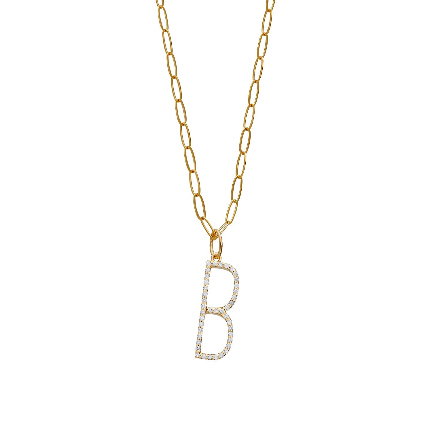 Pavé Elongated Initial Necklace