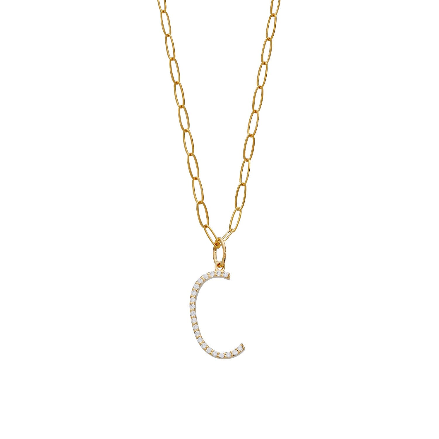 Pavé Elongated Initial Necklace