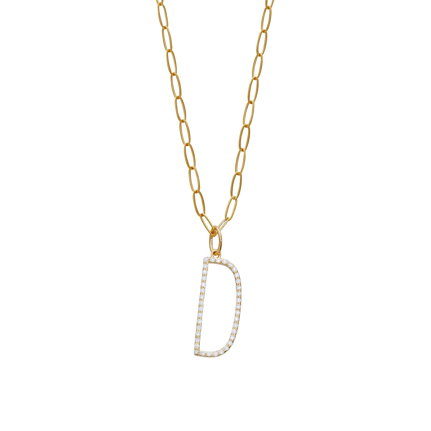 Pavé Elongated Initial Necklace