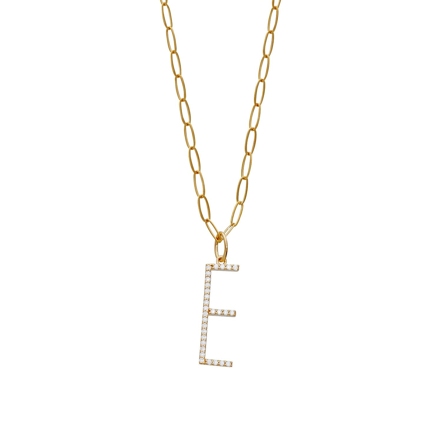 Pavé Elongated Initial Necklace