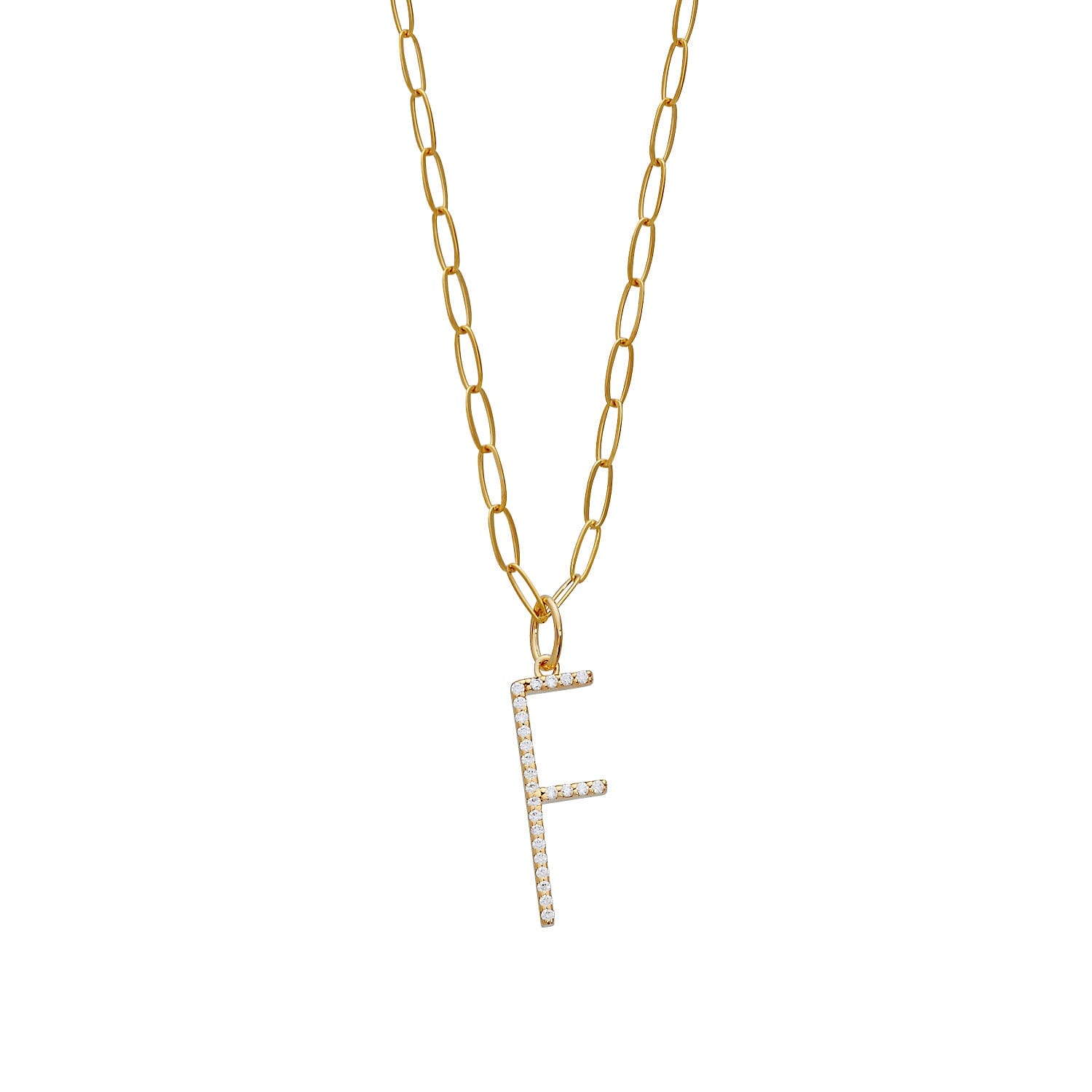 Pavé Elongated Initial Necklace