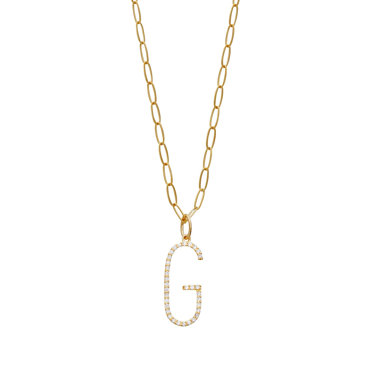 Pavé Elongated Initial Necklace