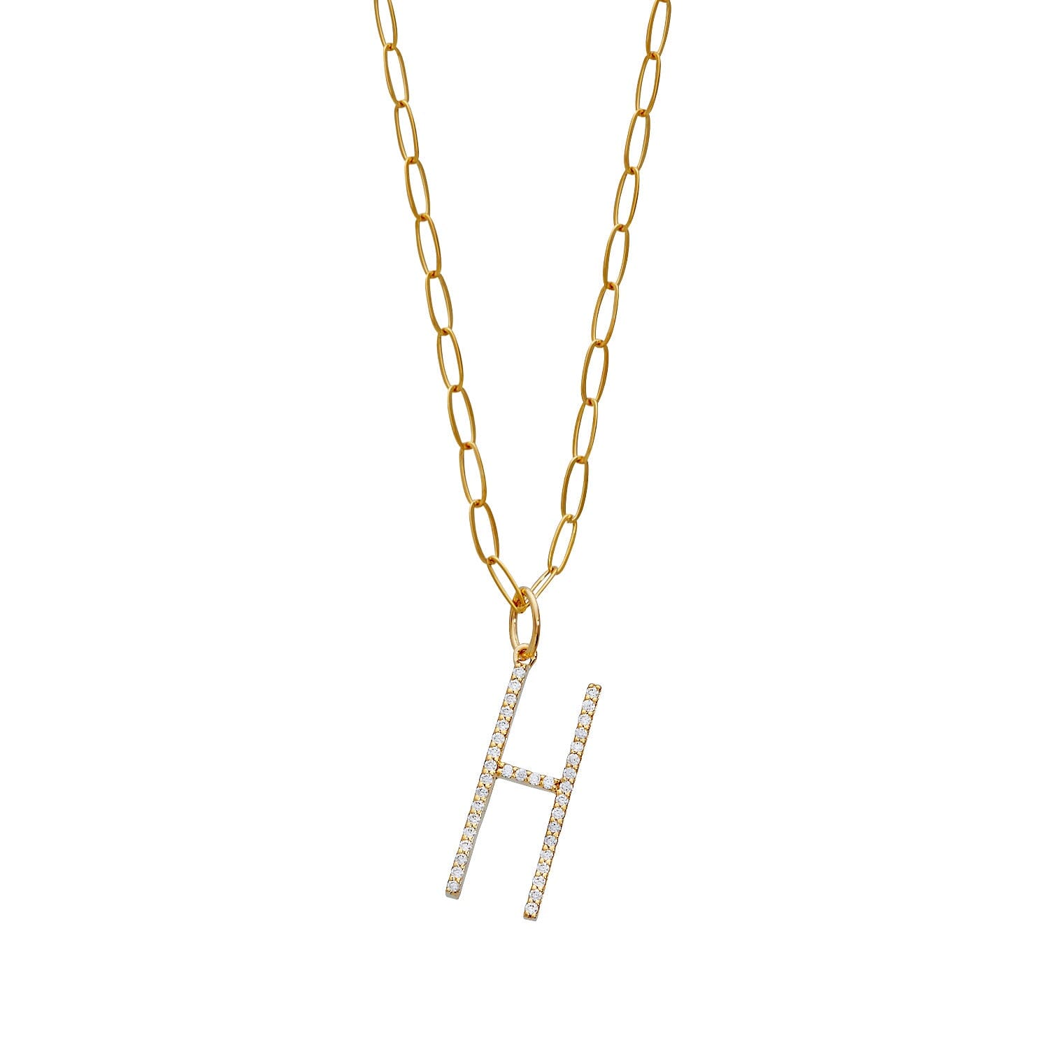 Pavé Elongated Initial Necklace