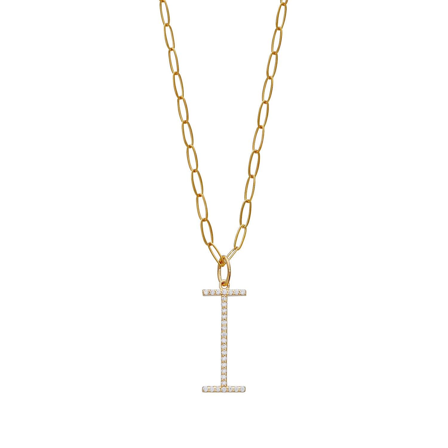 Pavé Elongated Initial Necklace
