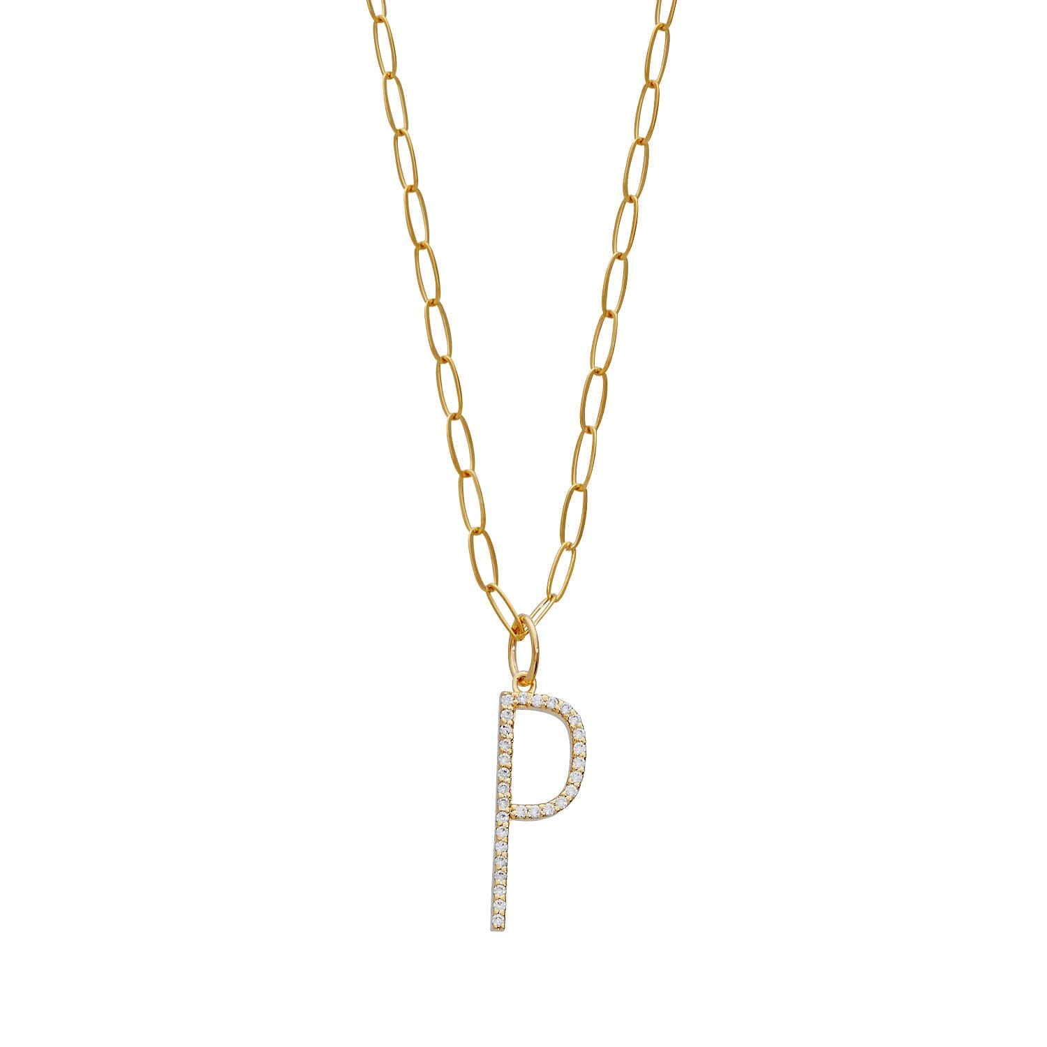 Pavé Elongated Initial Necklace