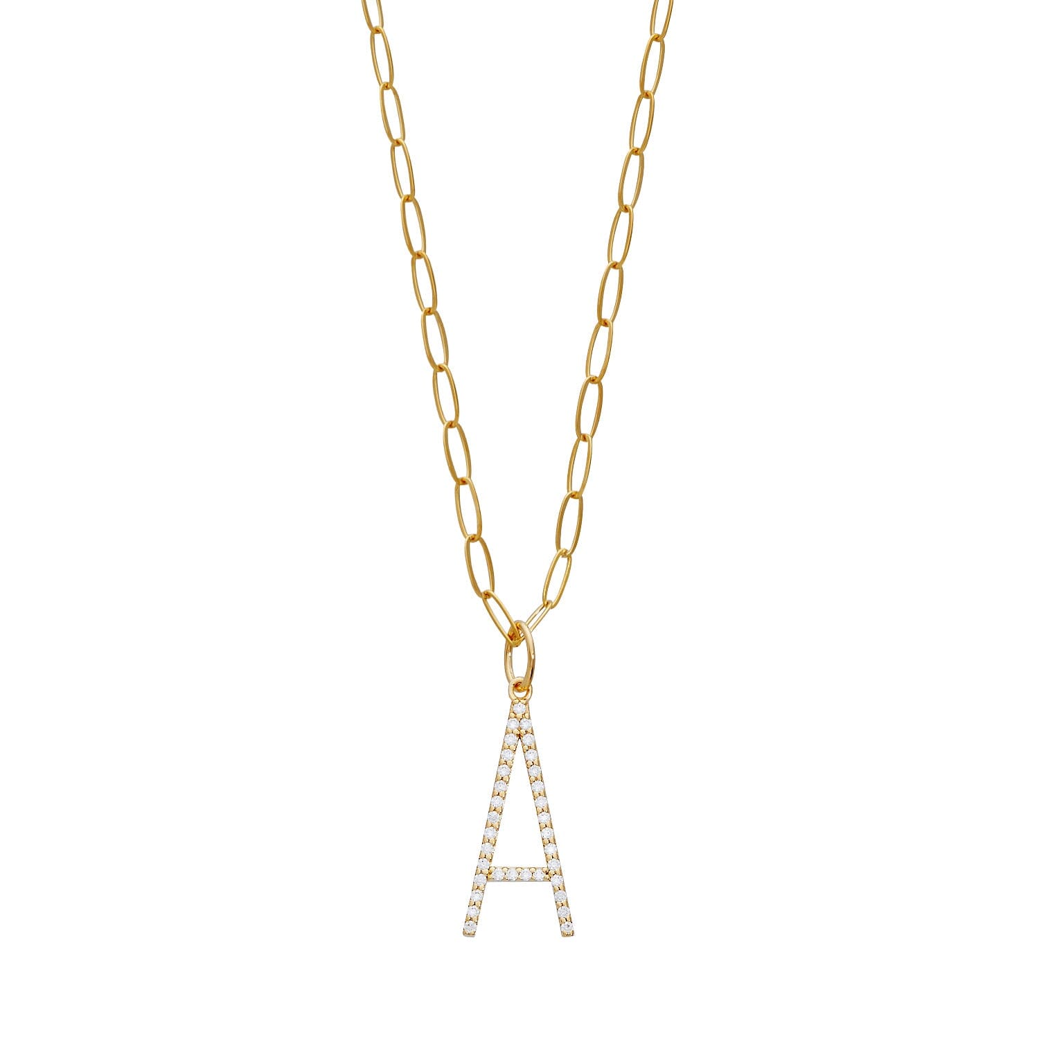 Pavé Elongated Initial Necklace
