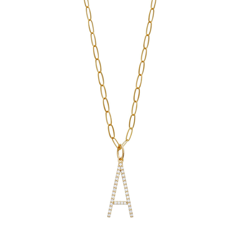 Pavé Elongated Initial Necklace