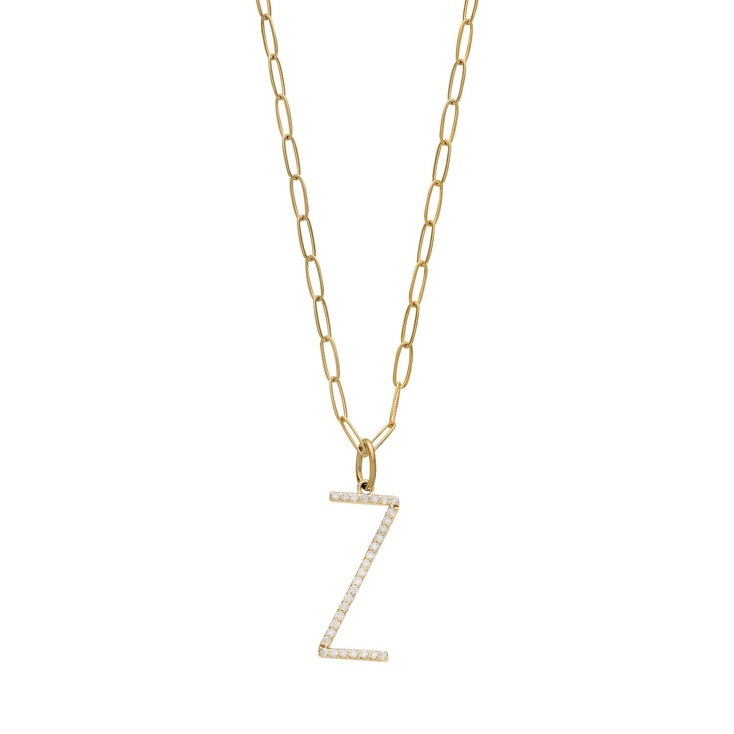 Pavé Elongated Initial Necklace