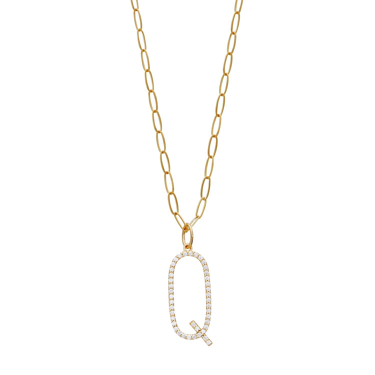 Pavé Elongated Initial Necklace