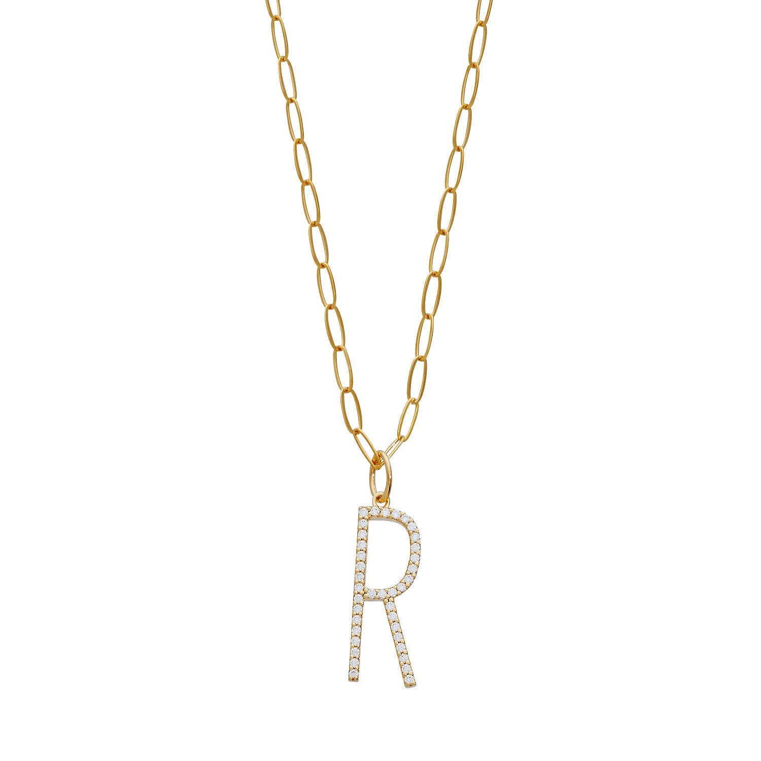 Pavé Elongated Initial Necklace