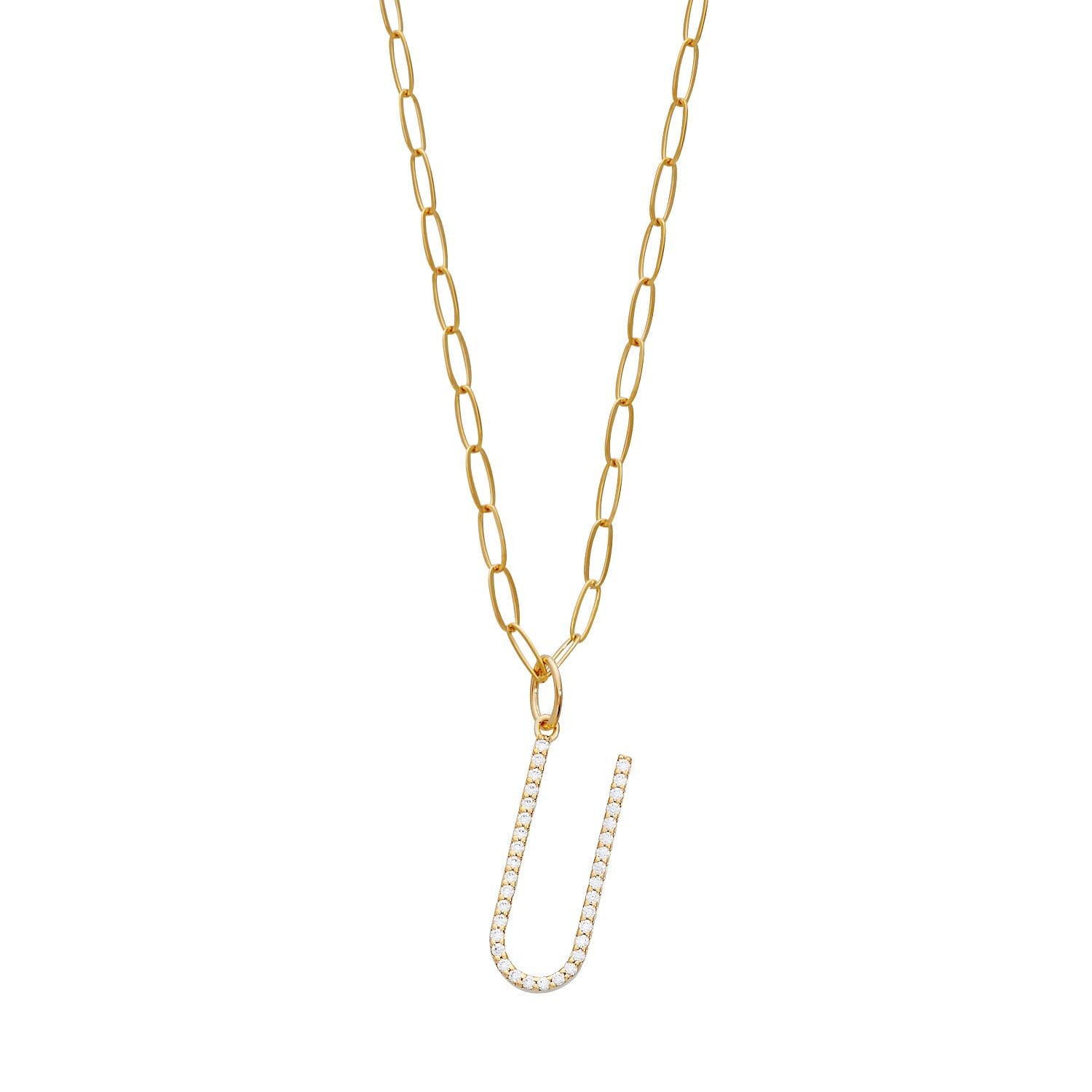 Pavé Elongated Initial Necklace