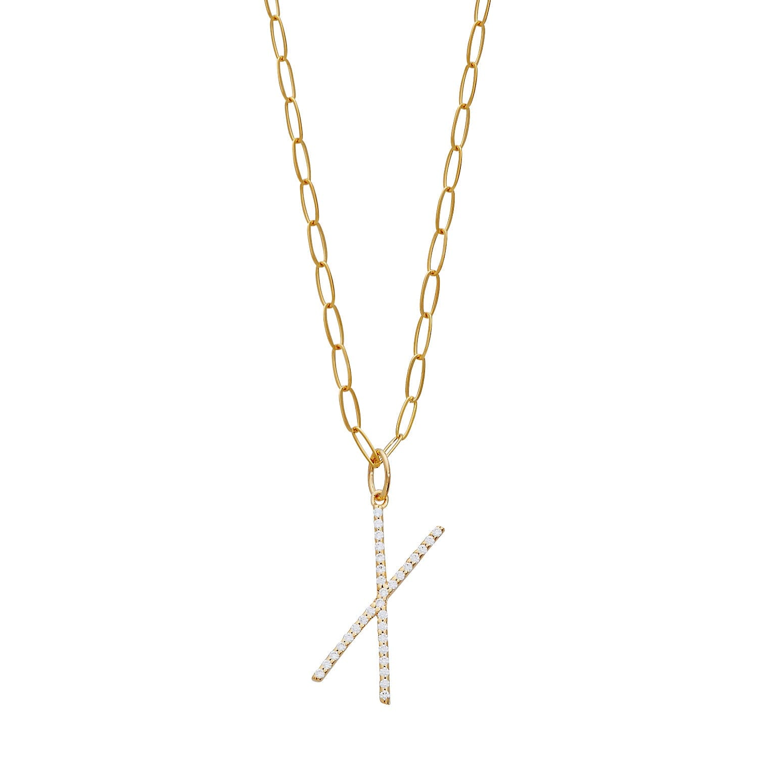 Pavé Elongated Initial Necklace