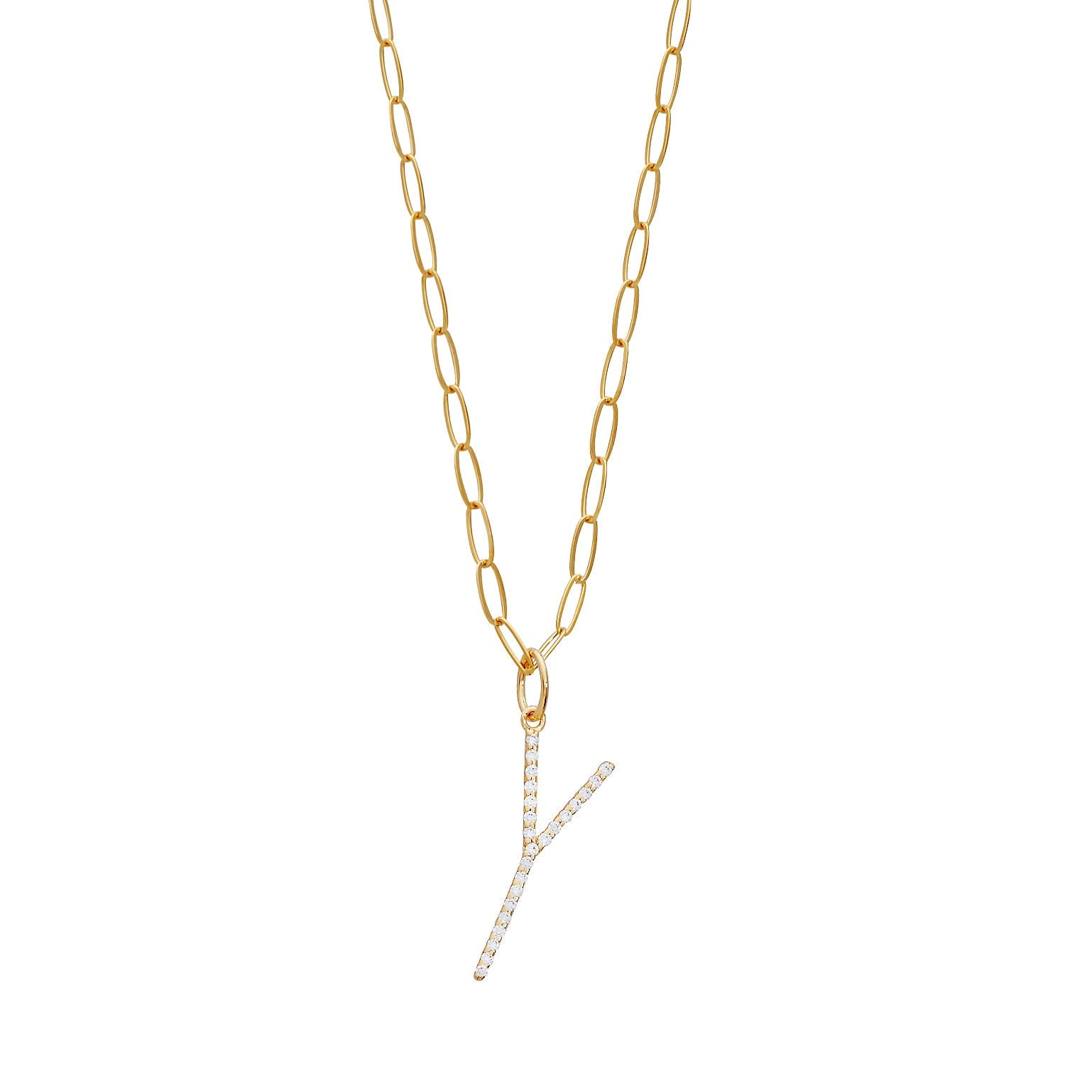 Pavé Elongated Initial Necklace