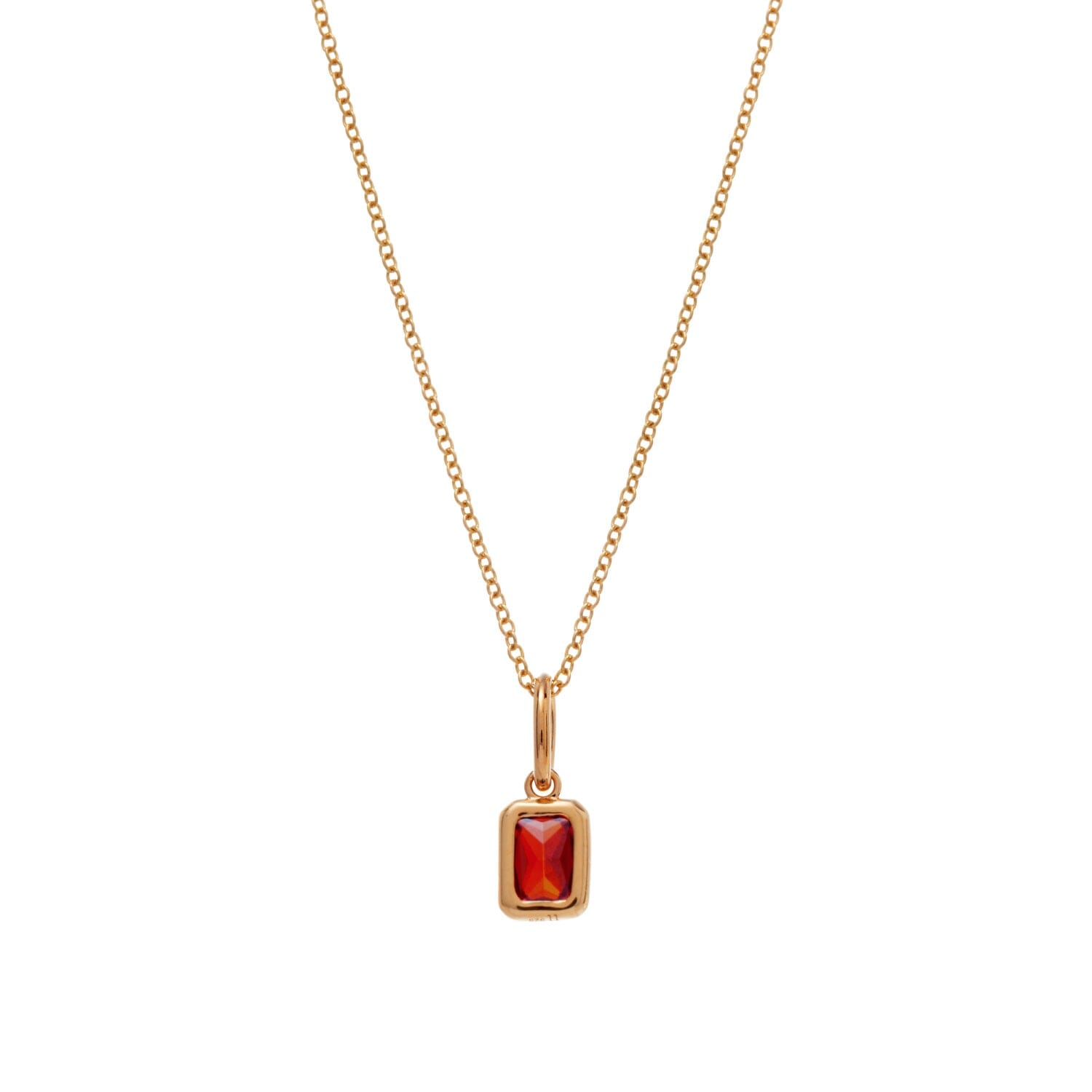 Baguette Birthstone Charm Necklace