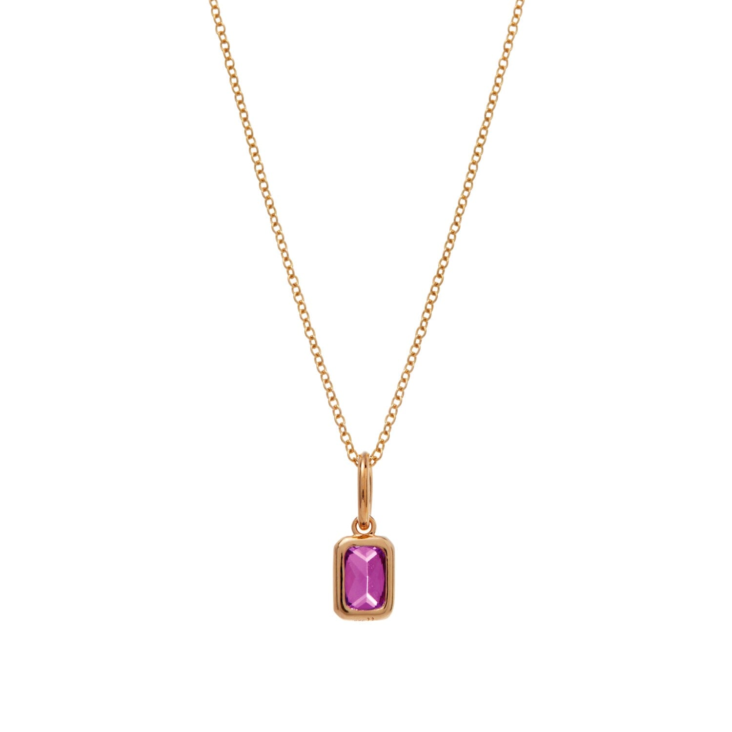 Baguette Birthstone Charm Necklace
