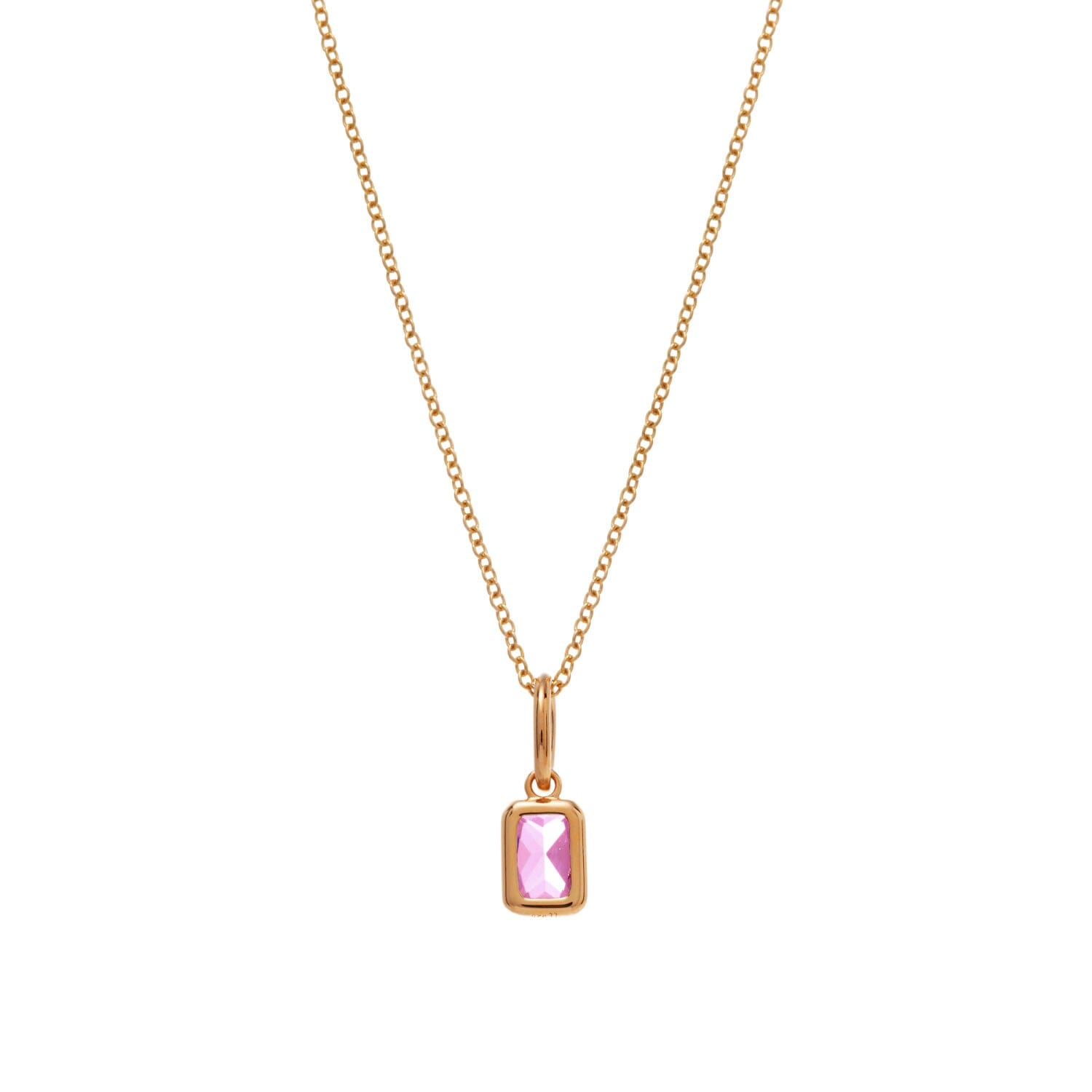Baguette Birthstone Charm Necklace