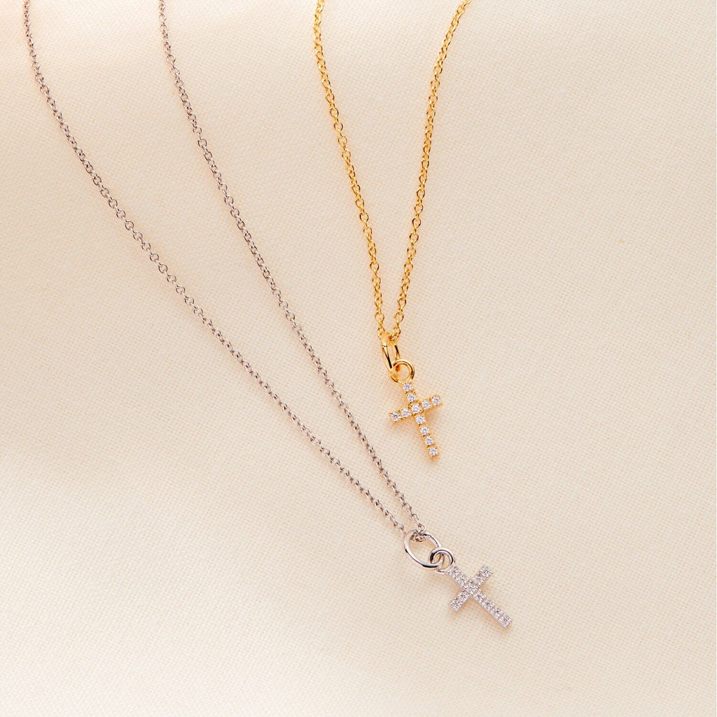 Gold Pavé Cross Necklace