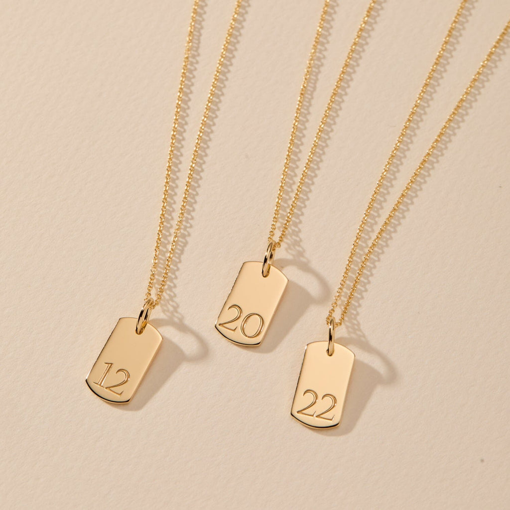 Rounded Mini Dog Tag Number Necklace