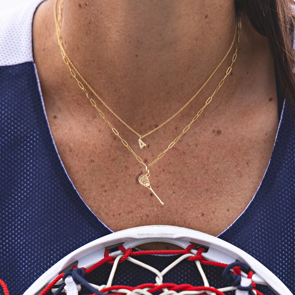 Pave Number Charm Necklace