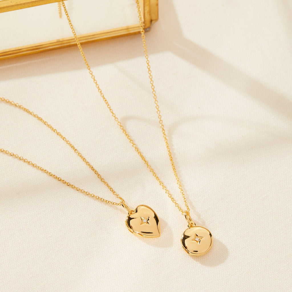 14k Gold Round Mini Locket Necklace