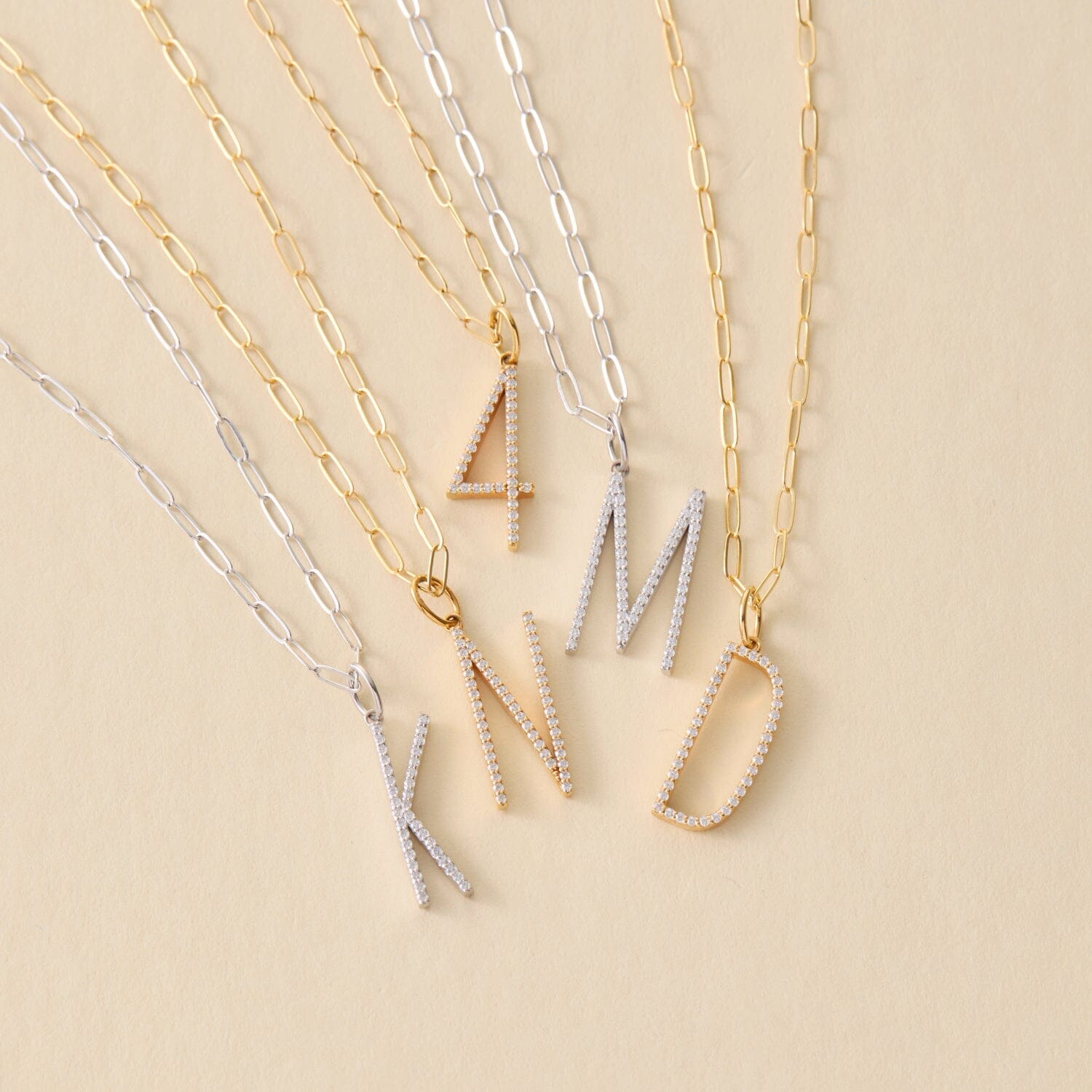 Pavé Elongated Initial Necklace