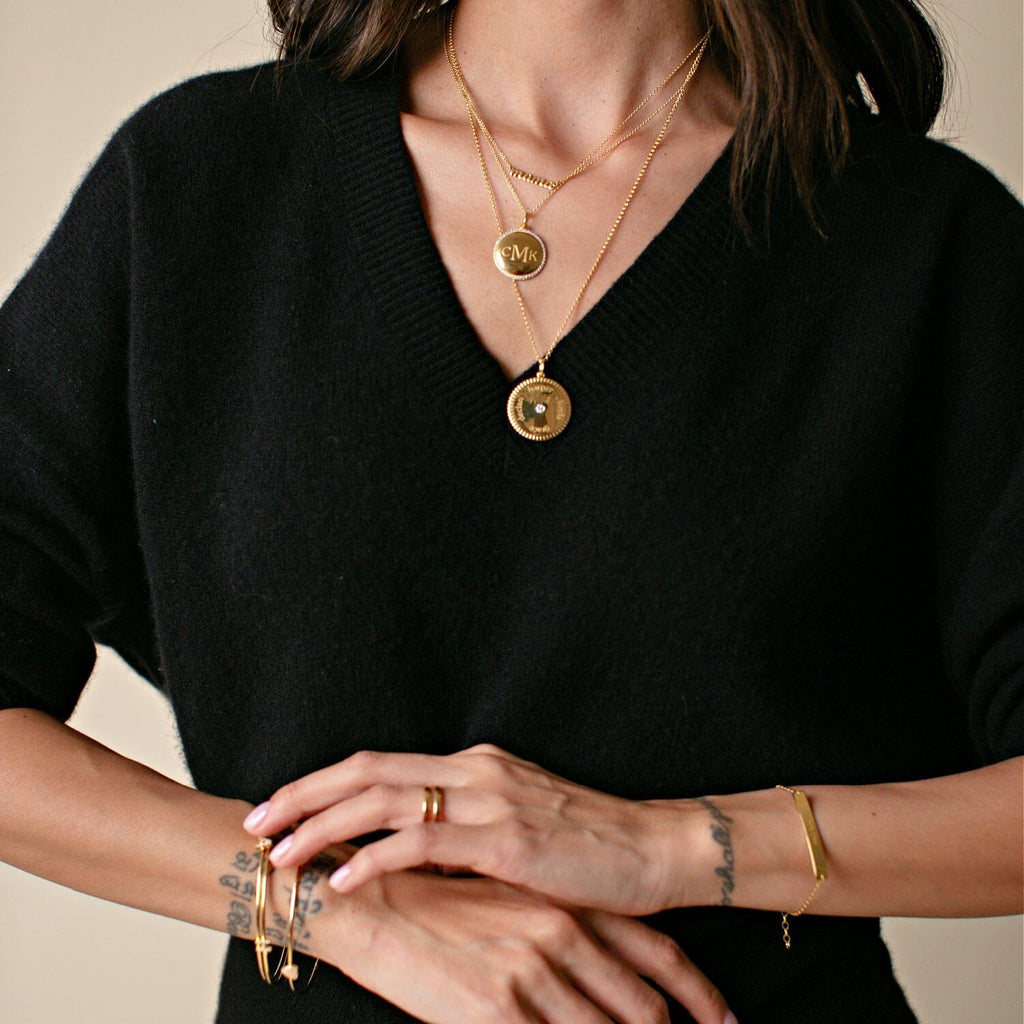 Pave Monogram Pendant Necklace