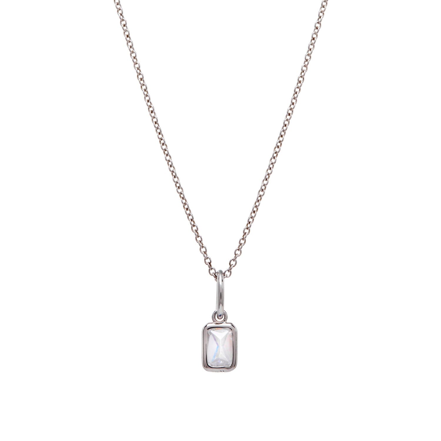 Baguette Birthstone Charm Necklace