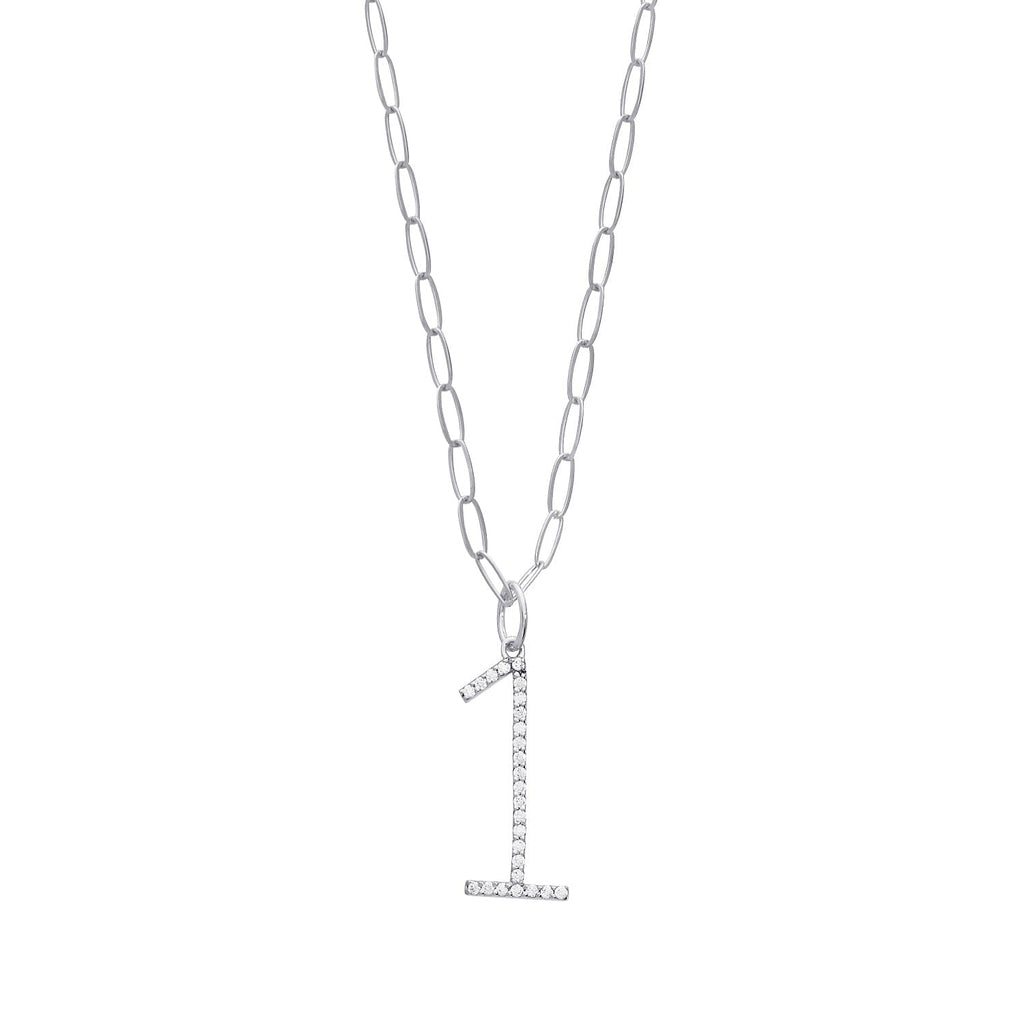 Pavé Elongated Number Necklace