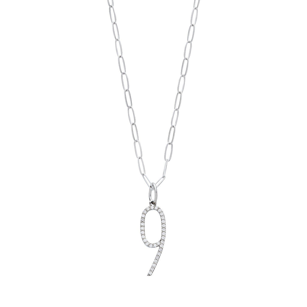 Pavé Elongated Number Necklace