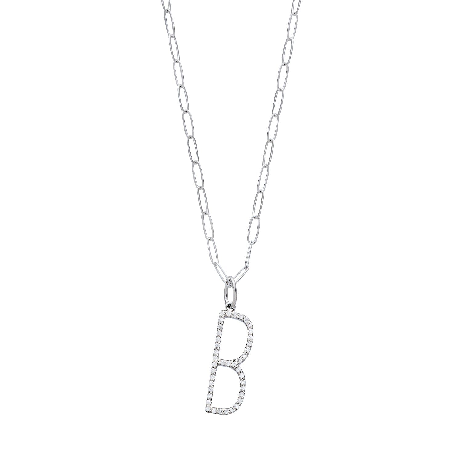 Pavé Elongated Initial Necklace