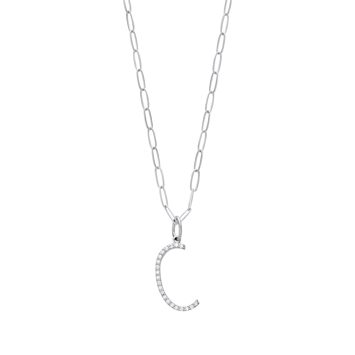 Pavé Elongated Initial Necklace