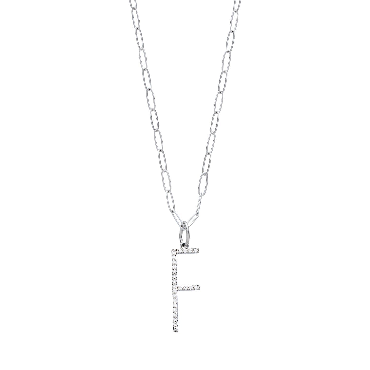 Pavé Elongated Initial Necklace