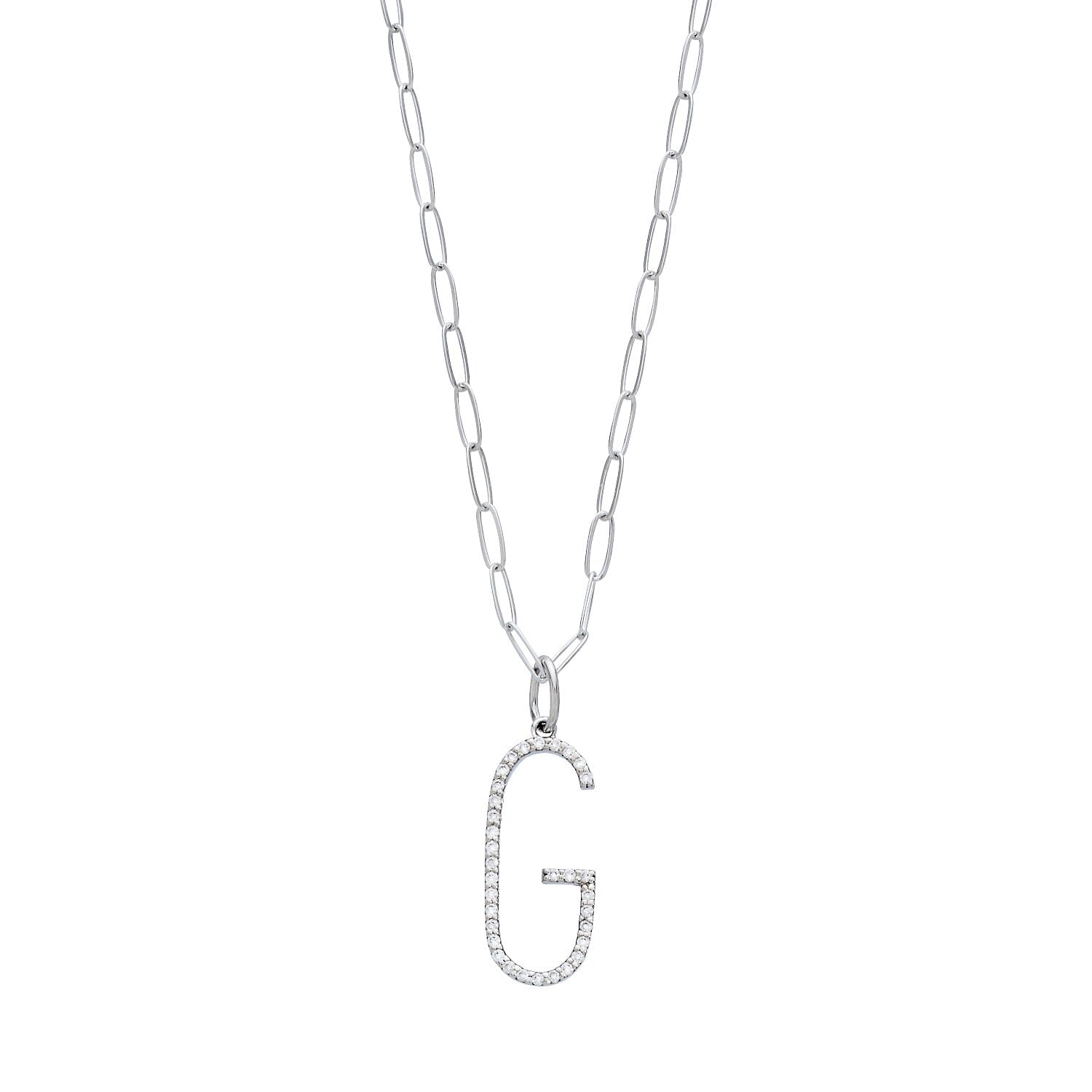 Pavé Elongated Initial Necklace