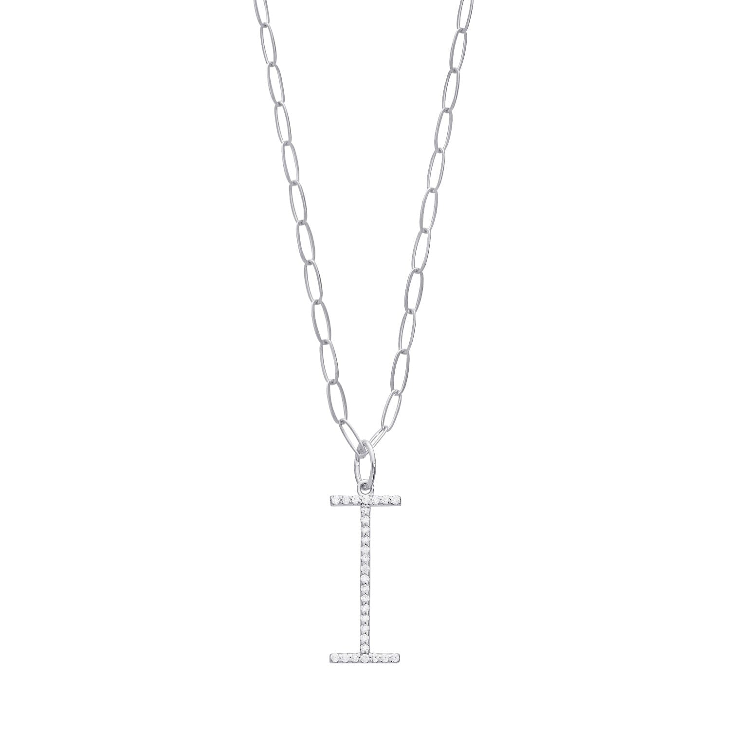 Pavé Elongated Initial Necklace