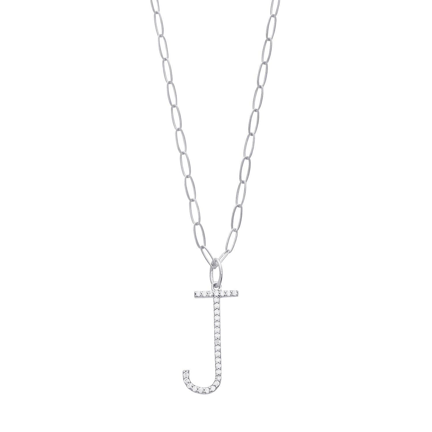 Pavé Elongated Initial Necklace
