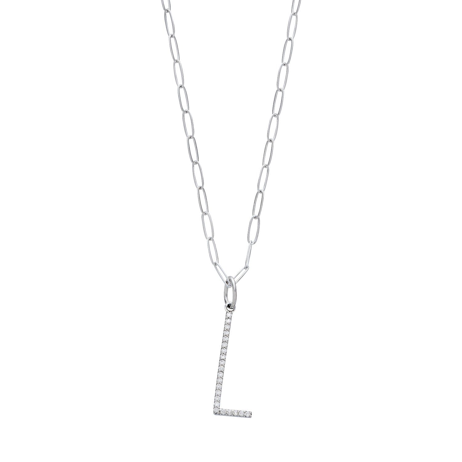Pavé Elongated Initial Necklace