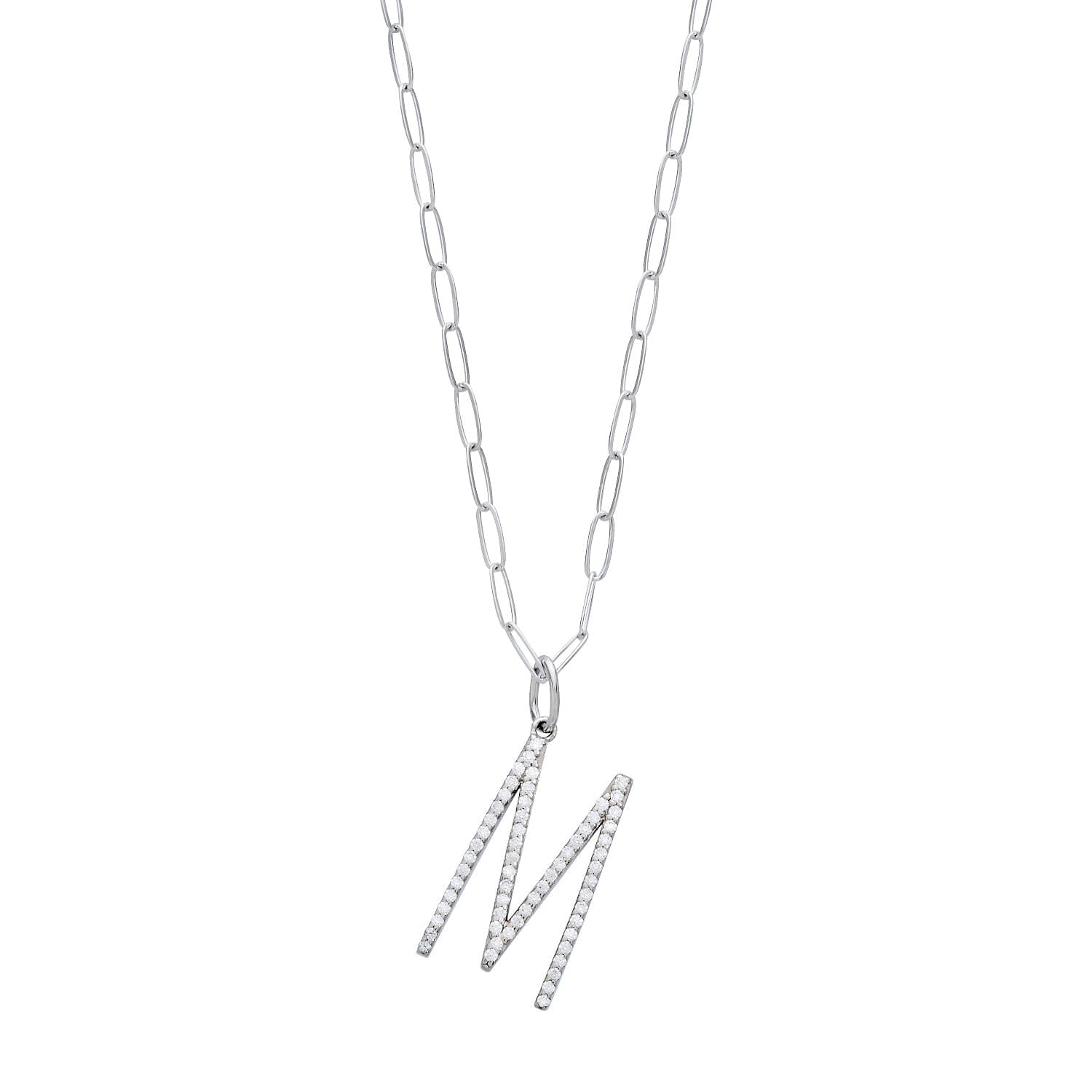 Pavé Elongated Initial Necklace