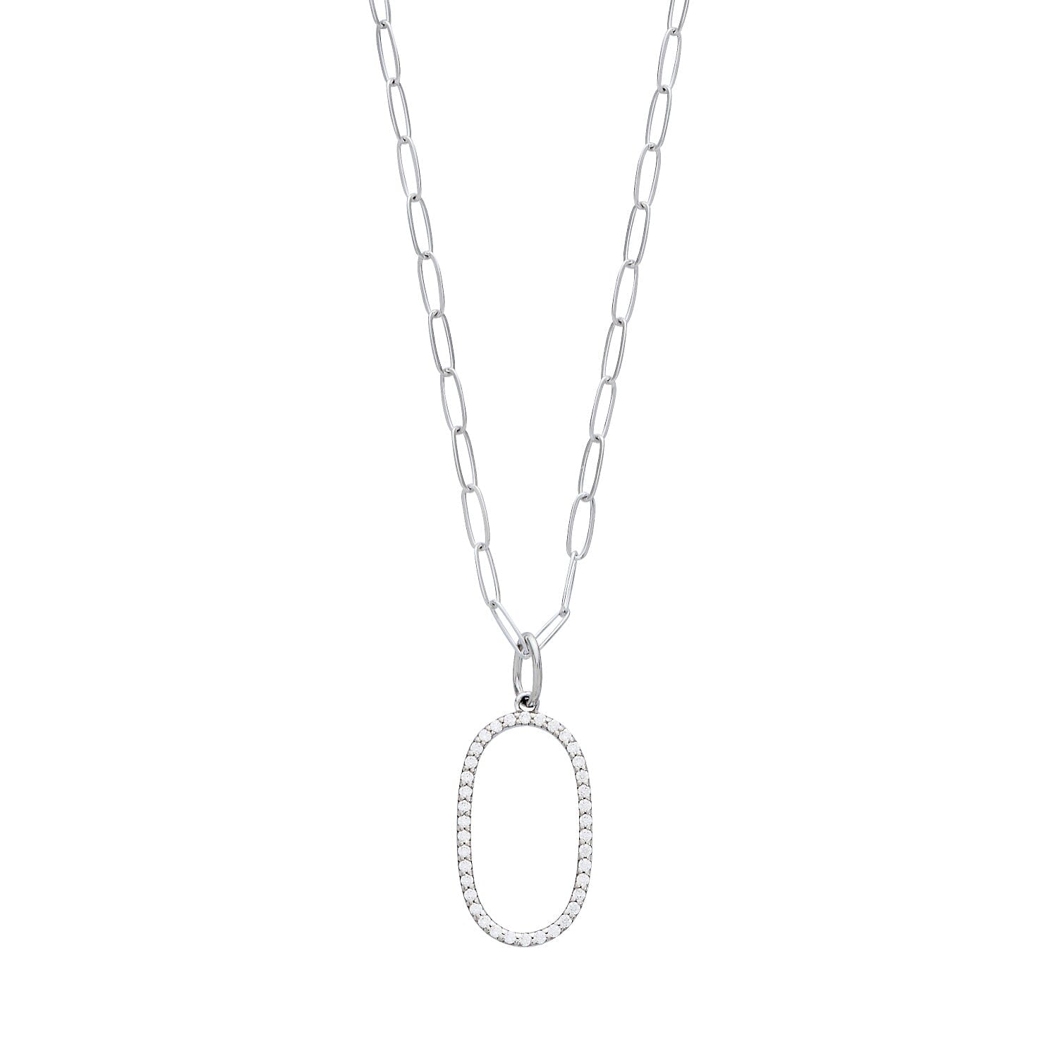 Pavé Elongated Initial Necklace