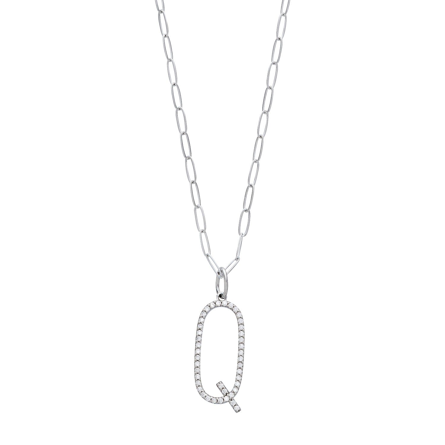 Pavé Elongated Initial Necklace
